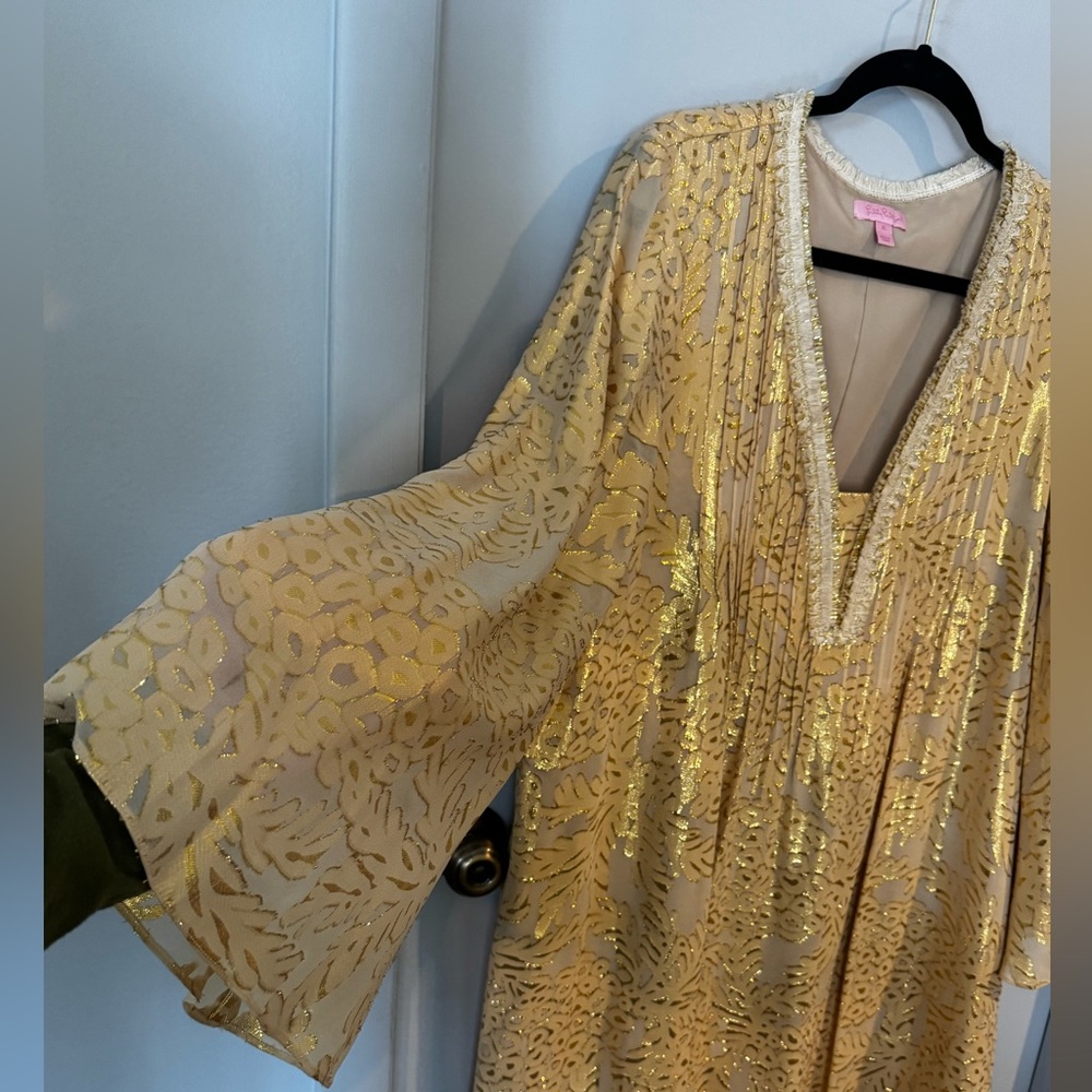 Lilly Pulitzer Gold Metallic Dress XL - Picture 3 of 5